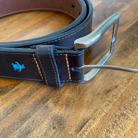 Original Penguin Black Leather Belt - Size 38 - Picture 2 of 8